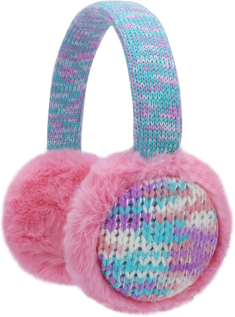 BUTITNOW Winter Knit EarMuffs for Kids Warm Furry Girls Ear Muffs Plush Toddler Ear Warmers Outdoor Ear Covers - Image 1